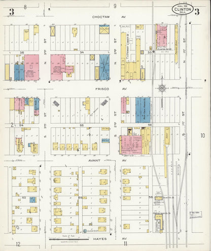 Sanborn Fire Insurance Map from Clinton, Custer County, Oklahoma (1926), Sheet #0003 - Complete Map Set gallery image, historic Sanborn map, vintage wall art, Oklahoma Oklahoma