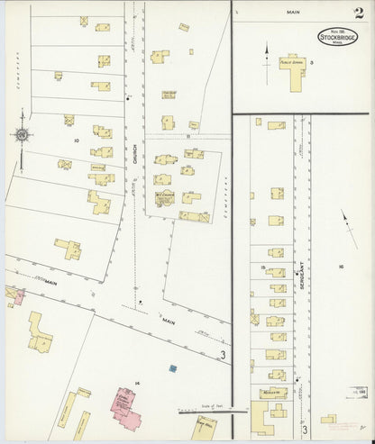 Sanborn Fire Insurance Map from Stockbridge, Berkshire County, Massachusetts (1911), Sheet #0002 - Historic Sanborn Fire Insurance Map Print, vintage old map wall art, antique decor, genealogy gift, Massachusetts Massachusetts map