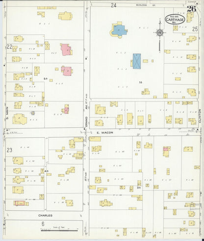 Sanborn Fire Insurance Map from Carthage, Jasper County, Missouri (1915), Sheet #0026 - Complete Map Set gallery image, historic Sanborn map, vintage wall art, Missouri Missouri