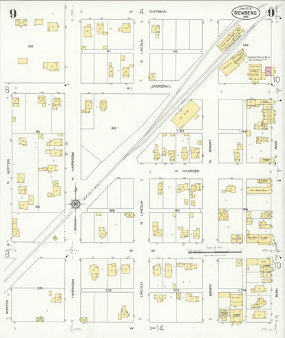 Sanborn Fire Insurance Map from Newberg, Yamhill County, Oregon (1929), Sheet #0009 - Complete Map Set gallery image, historic Sanborn map, vintage wall art, Oregon Oregon