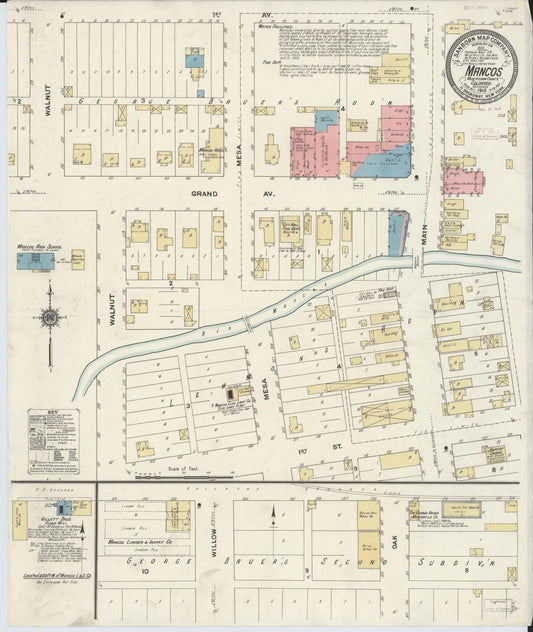 Sanborn Fire Insurance Map from Mancos, Montezuma County, Colorado (1910), Sheet #0001 - Historic Sanborn Fire Insurance Map Print, vintage old map wall art, antique decor, genealogy gift, Colorado Colorado map