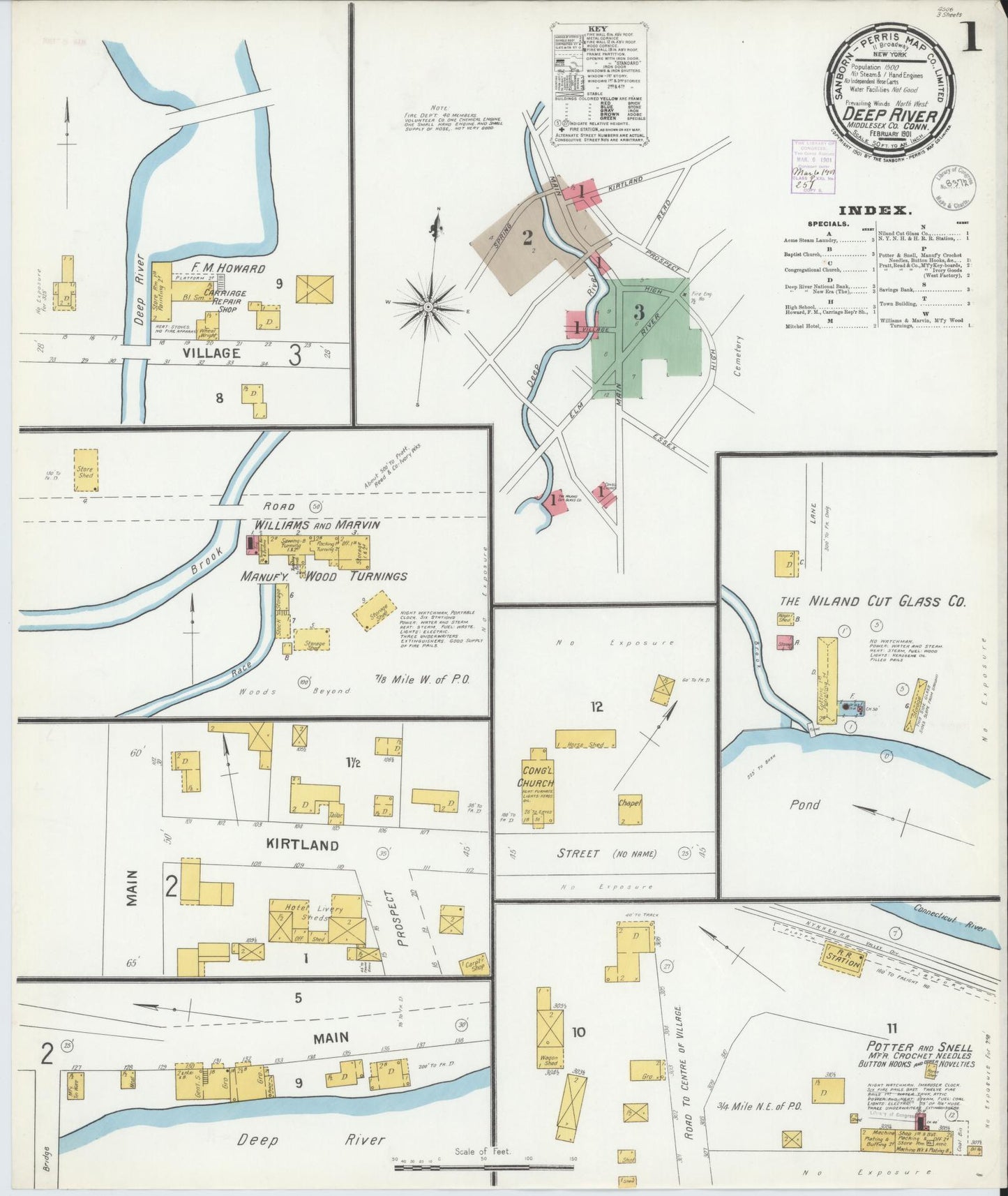 Sanborn Fire Insurance Map from Deep River, Middlesex County, Connecticut (1901), Sheet #0001 - Complete Map Set gallery image, historic Sanborn map, vintage wall art, Connecticut Connecticut