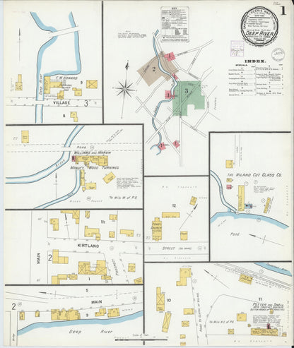 Sanborn Fire Insurance Map from Deep River, Middlesex County, Connecticut (1901), Sheet #0001 - Complete Map Set gallery image, historic Sanborn map, vintage wall art, Connecticut Connecticut