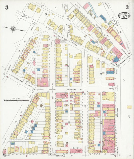 Sanborn Fire Insurance Map from Pitcairn, Allegheny County, Pennsylvania (1927), Sheet #0003 - Historic Sanborn Fire Insurance Map Print, vintage old map wall art, antique decor, genealogy gift, Pennsylvania Pennsylvania map