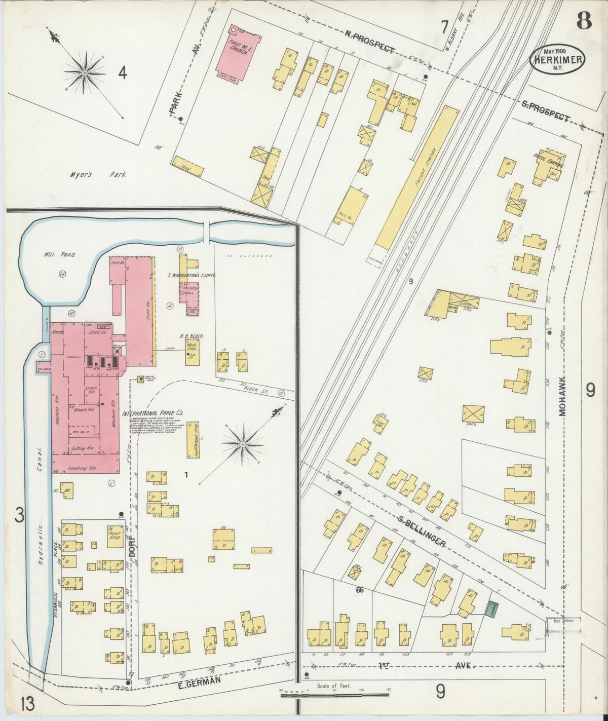 Sanborn Fire Insurance Map from Herkimer, Herkimer County, New York (1900), Sheet #0008 - Complete Map Set gallery image, historic Sanborn map, vintage wall art, New York New York