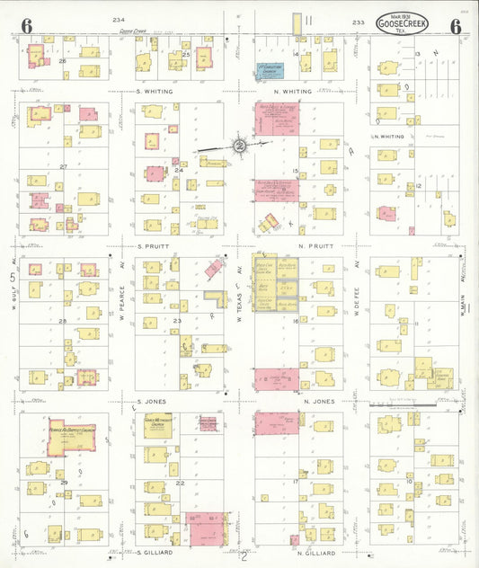 Sanborn Fire Insurance Map from Goose Creek, Harris County, Texas (1931), Sheet #0006 - Historic Sanborn Fire Insurance Map Print, vintage old map wall art, antique decor, genealogy gift, Texas Texas map