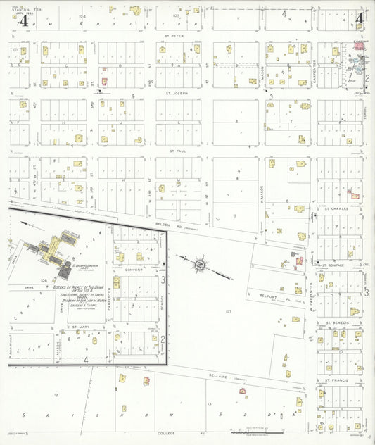 Sanborn Fire Insurance Map from Stanton, Martin County, Texas (1935), Sheet #0004 - Historic Sanborn Fire Insurance Map Print, vintage old map wall art, antique decor, genealogy gift, Texas Texas map