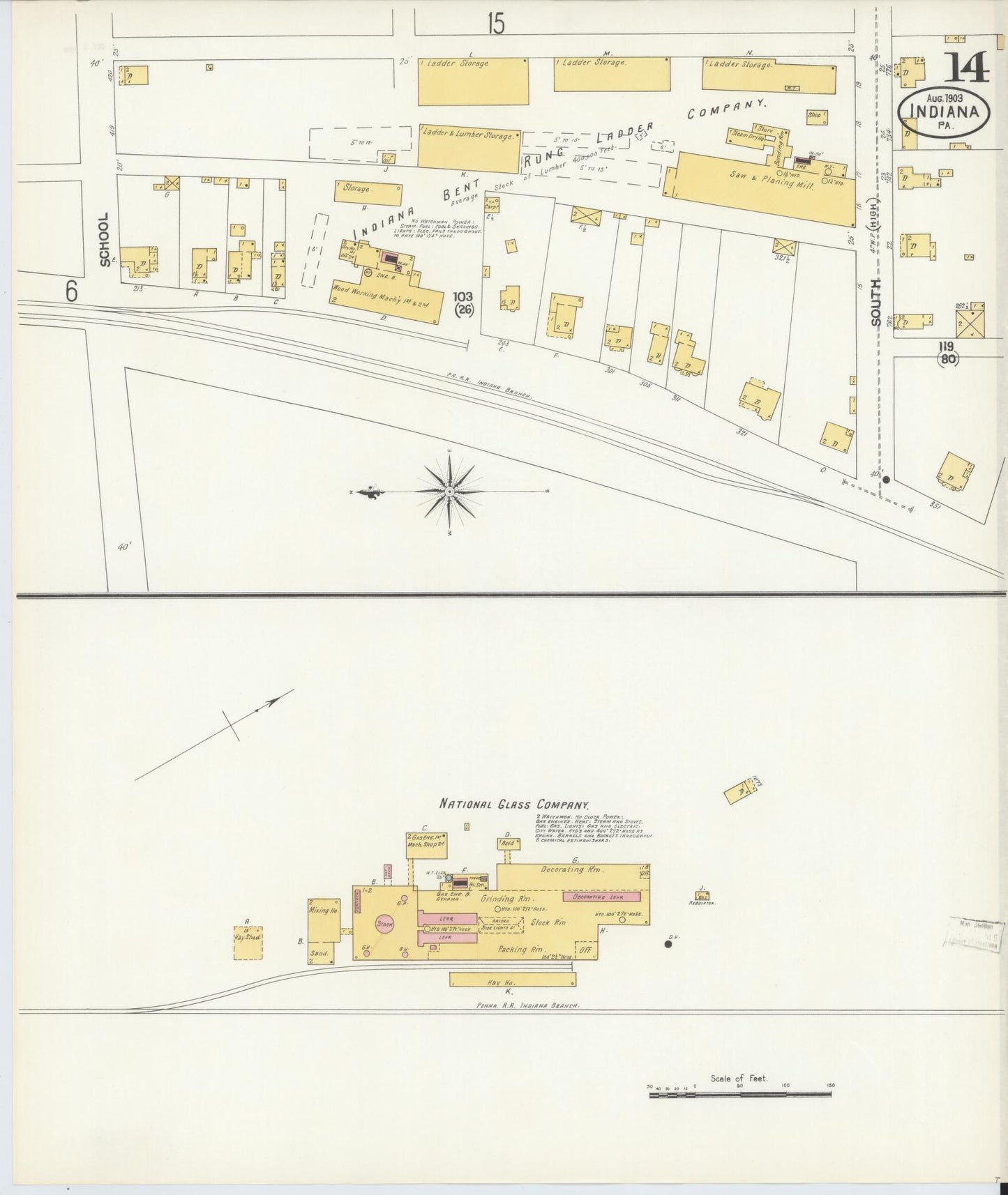 Sanborn Fire Insurance Map from Indiana, Indiana County, Pennsylvania (1903), Sheet #0014 - Complete Map Set gallery image, historic Sanborn map, vintage wall art, Pennsylvania Pennsylvania