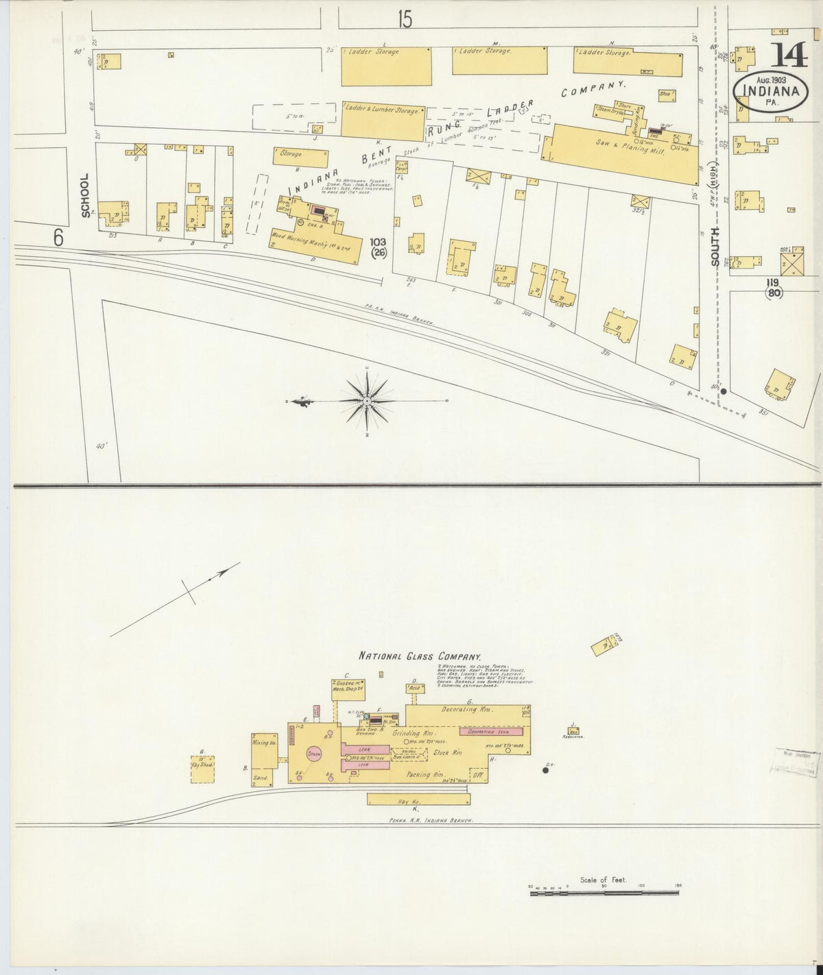 Sanborn Fire Insurance Map from Indiana, Indiana County, Pennsylvania (1903), Sheet #0014 - Complete Map Set gallery image, historic Sanborn map, vintage wall art, Pennsylvania Pennsylvania