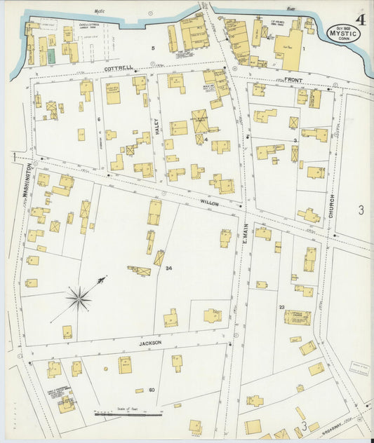 Sanborn Fire Insurance Map from Mystic, New London County, Connecticut (1903), Sheet #0004 - Historic Sanborn Fire Insurance Map Print, vintage old map wall art, antique decor, genealogy gift, Connecticut Connecticut map