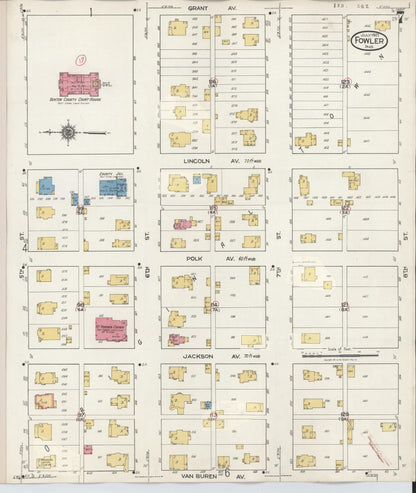 Sanborn Fire Insurance Map from Fowler, Benton County, Indiana (1932), Sheet #0007 - Historic Sanborn Fire Insurance Map Print, vintage old map wall art, antique decor, genealogy gift, Indiana Indiana map