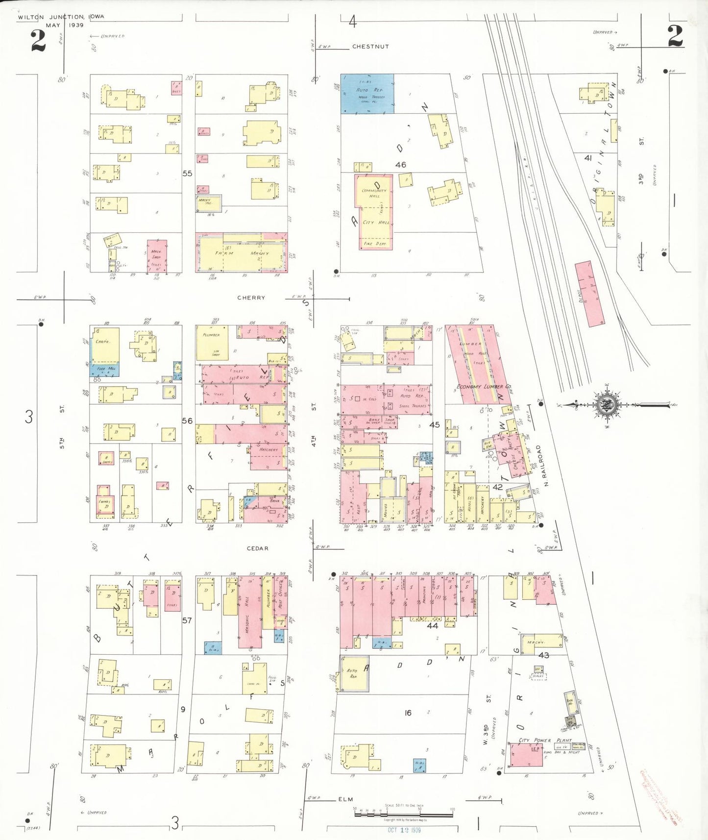 Sanborn Fire Insurance Map from Wilton Junction, Muscatine County, Iowa (1939), Sheet #0002 - Historic Sanborn Fire Insurance Map Print