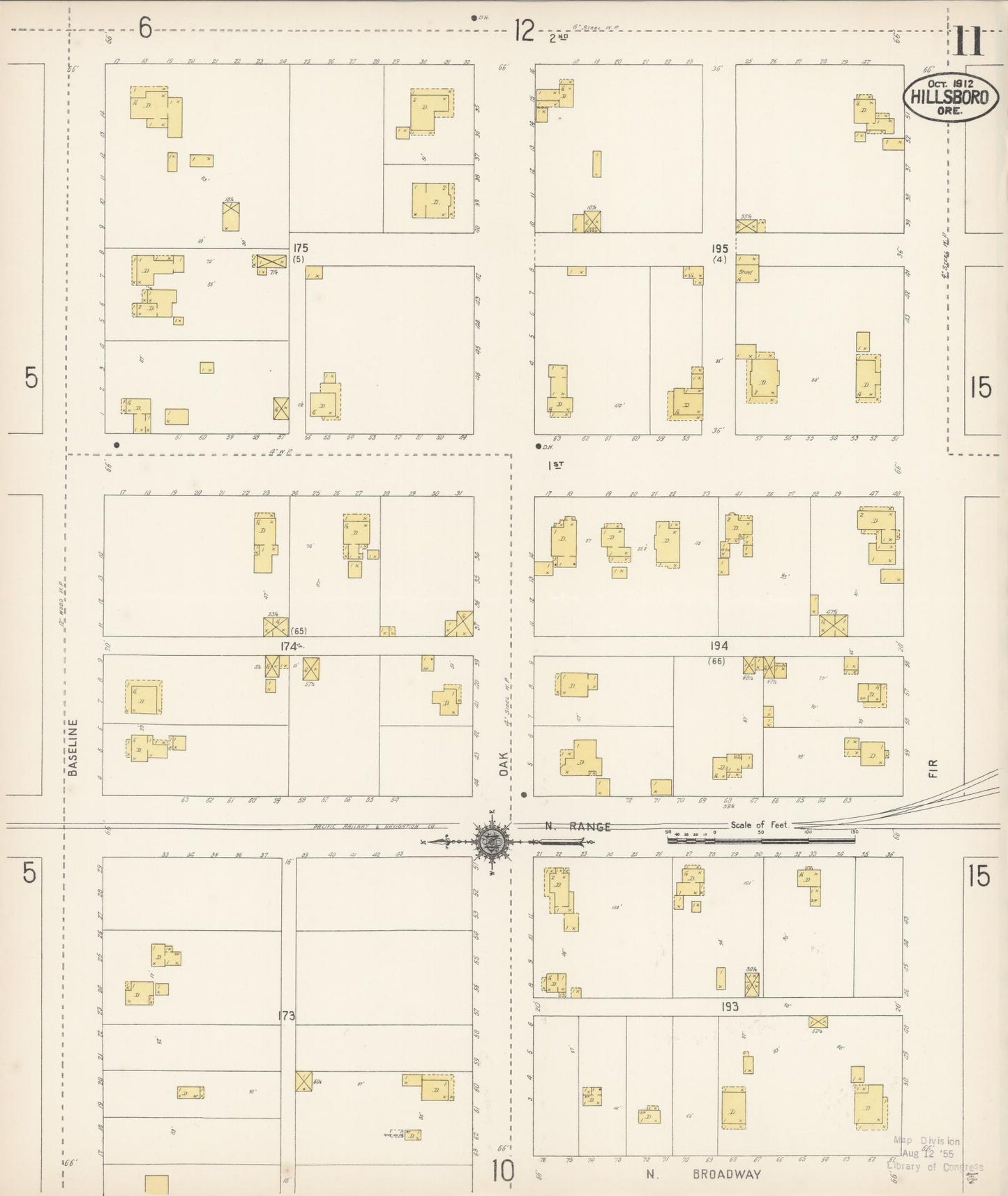 Sanborn Fire Insurance Map from Hillsboro, Washington County, Oregon (1912), Sheet #0011 - Complete Map Set gallery image, historic Sanborn map, vintage wall art, Oregon Oregon
