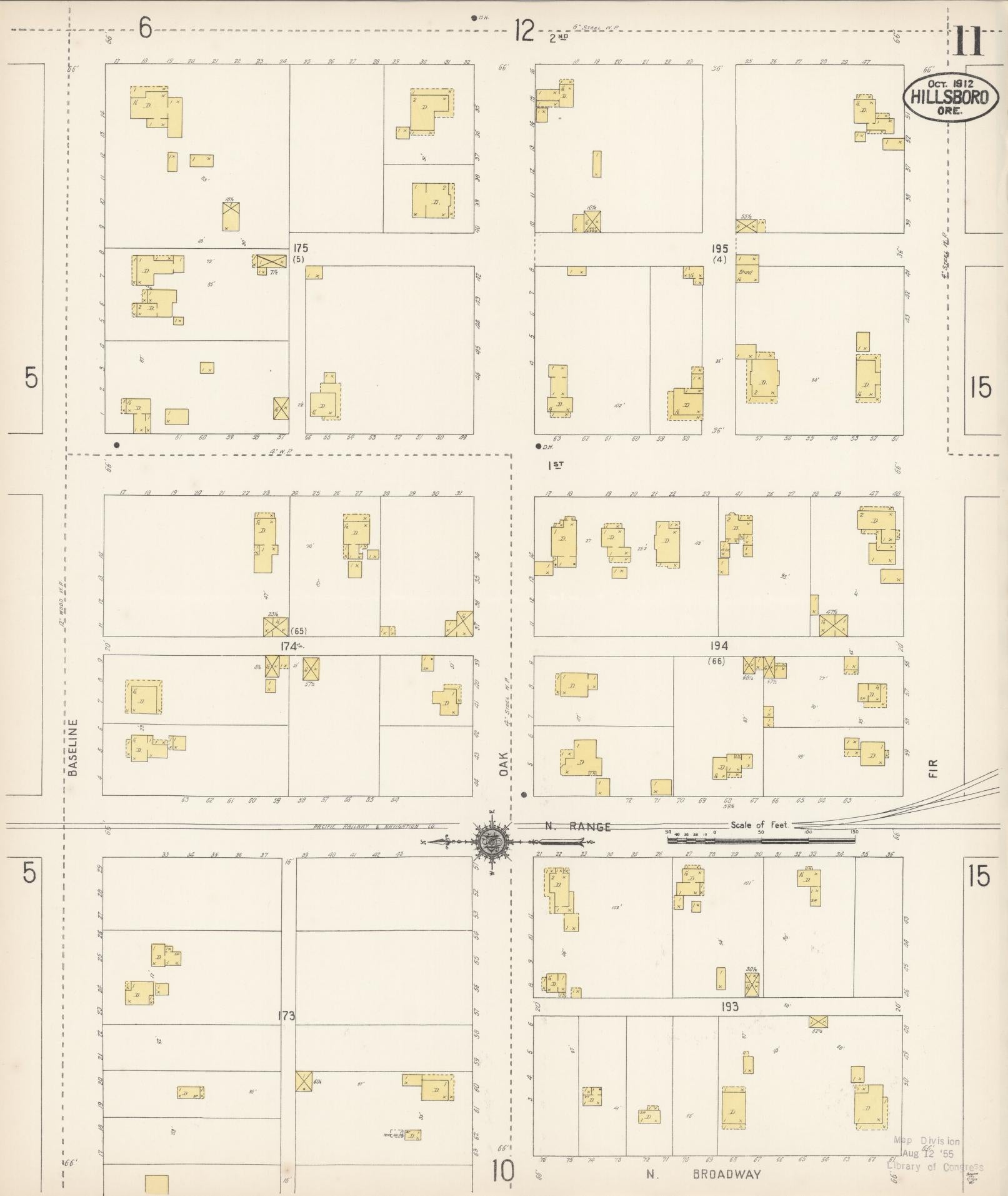 Sanborn Fire Insurance Map from Hillsboro, Washington County, Oregon (1912), Sheet #0011 - Complete Map Set gallery image, historic Sanborn map, vintage wall art, Oregon Oregon