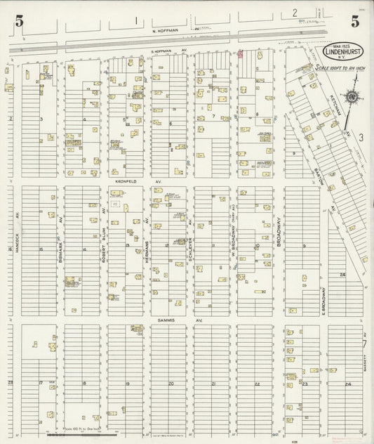Sanborn Fire Insurance Map from Lindenhurst, Suffolk County, New York (1925), Sheet #0005 - Historic Sanborn Fire Insurance Map Print, vintage old map wall art, antique decor, genealogy gift, New York New York map