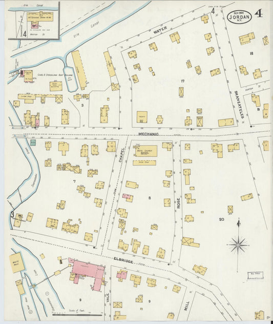 Sanborn Fire Insurance Map from Jordan, Onondaga County, New York (1904), Sheet #0004 - Historic Sanborn Fire Insurance Map Print, vintage old map wall art, antique decor, genealogy gift, New York New York map