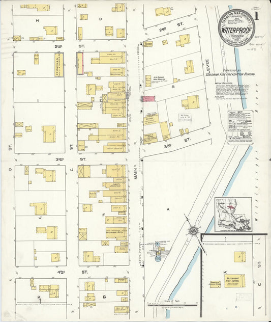 Sanborn Fire Insurance Map from Waterproof, Tensas Parish, Louisiana. (1921) – Historic Sanborn Fire Insurance Map Print