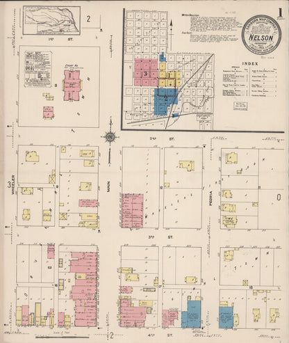Sanborn Fire Insurance Map from Nelson, Nuckolls County, Nebraska (1922), Sheet #0001 - Complete Map Set gallery image, historic Sanborn map, vintage wall art, Nebraska Nebraska