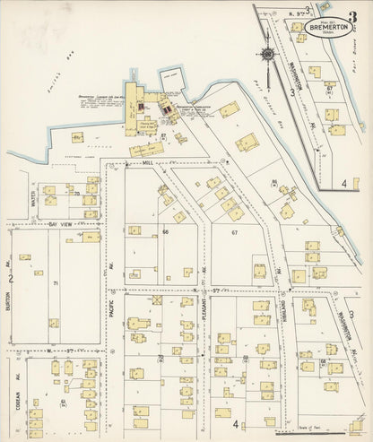 Sanborn Fire Insurance Map from Bremerton, Kitsap County, Washington (1911), Sheet #0003 - Complete Map Set gallery image, historic Sanborn map, vintage wall art, Washington Washington