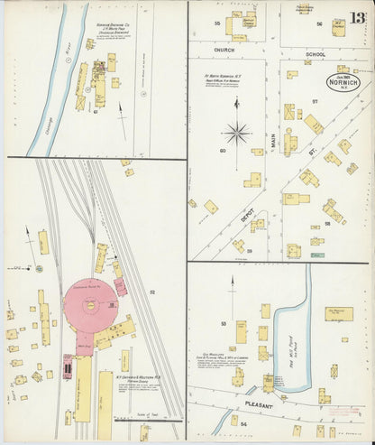 Sanborn Fire Insurance Map from Norwich, Chenango County, New York (1903), Sheet #0013 - Historic Sanborn Fire Insurance Map Print, vintage old map wall art, antique decor, genealogy gift, New York New York map