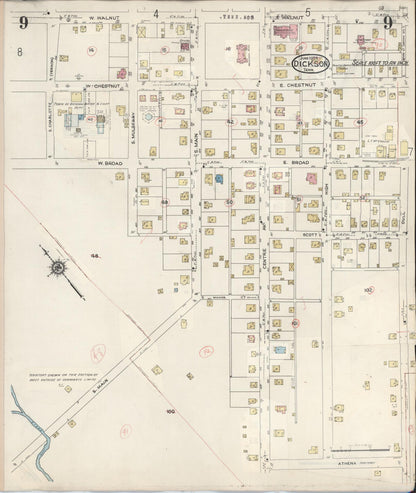 Sanborn Fire Insurance Map from Dickson, Dickson County, Tennessee (1941), Sheet #0009 - Complete Map Set gallery image, historic Sanborn map, vintage wall art, Tennessee Tennessee