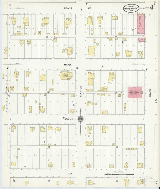 Sanborn Fire Insurance Map from Whitewright, Grayson County, Texas (1911), Sheet #0004 - Historic Sanborn Fire Insurance Map Print, vintage old map wall art, antique decor, genealogy gift, Texas Texas map