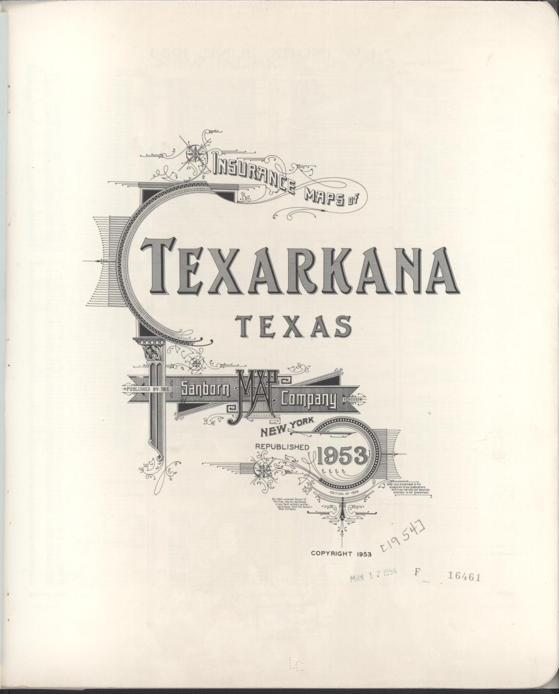 Sanborn Fire Insurance Map from Texarkana, Bowie County, Texas. (1953) – Historic Sanborn Fire Insurance Map Print