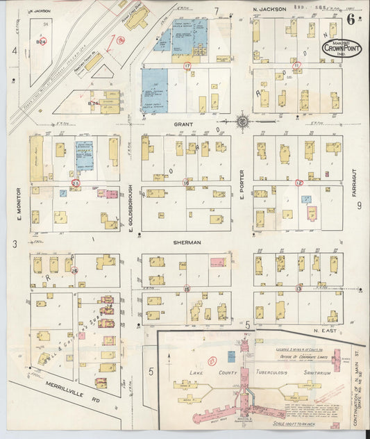 Sanborn Fire Insurance Map from Crown Point, Lake County, Indiana (1948), Sheet #0006 - Historic Sanborn Fire Insurance Map Print, vintage old map wall art, antique decor, genealogy gift, Indiana Indiana map