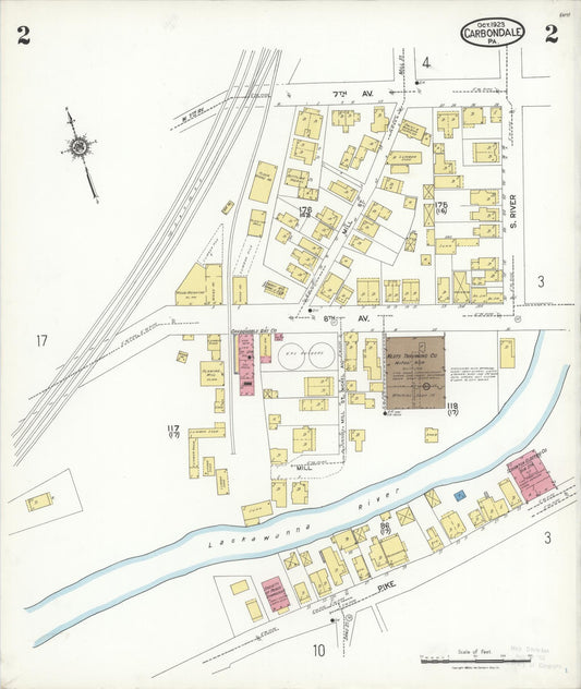 Sanborn Fire Insurance Map from Carbondale, Lackawanna County, Pennsylvania (1923), Sheet #0002 - Historic Sanborn Fire Insurance Map Print, vintage old map wall art, antique decor, genealogy gift, Pennsylvania Pennsylvania map