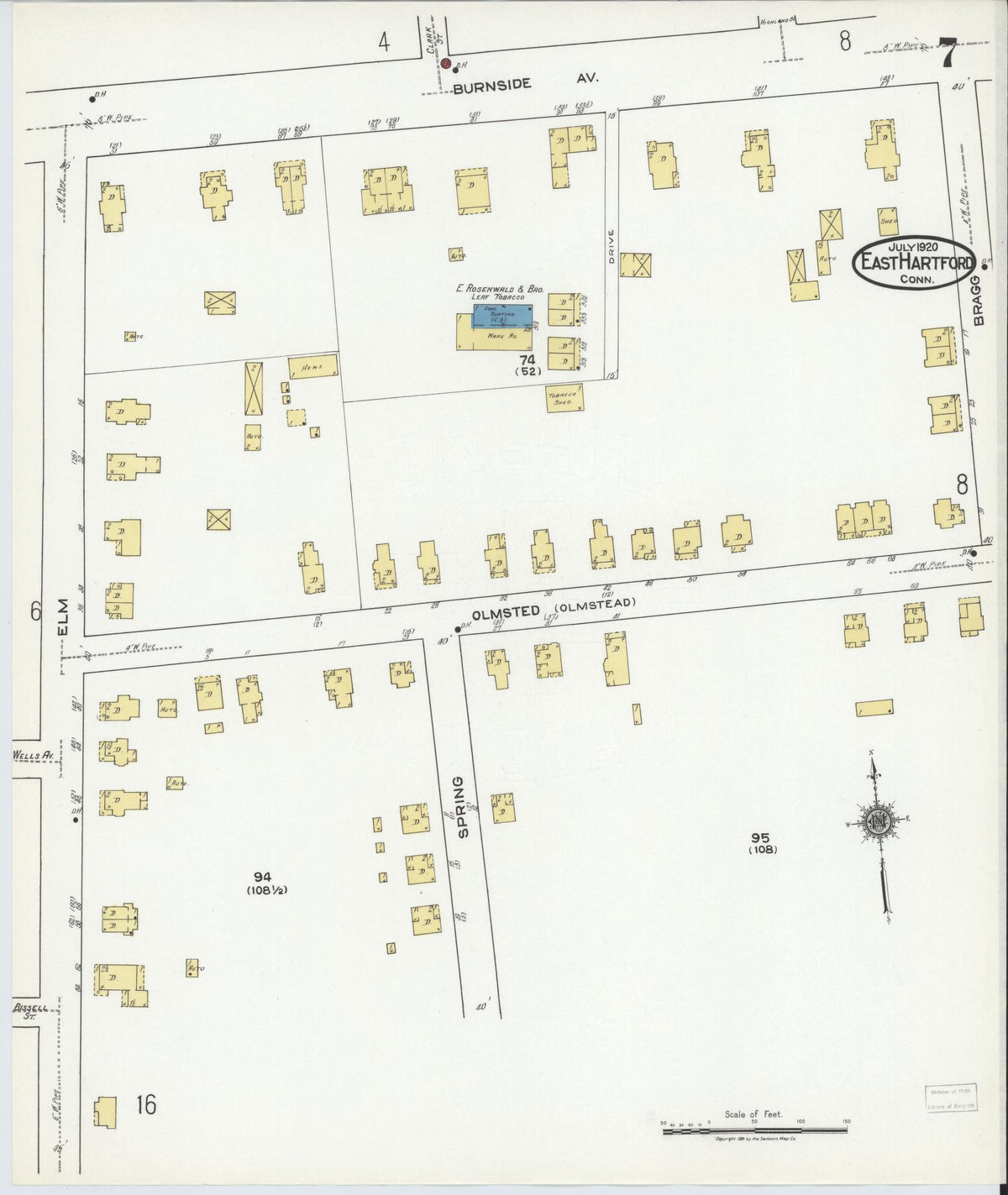 Sanborn Fire Insurance Map from East Hartford, Hartford County, Connecticut (1920), Sheet #0007 - Complete Map Set gallery image, historic Sanborn map, vintage wall art, Connecticut Connecticut