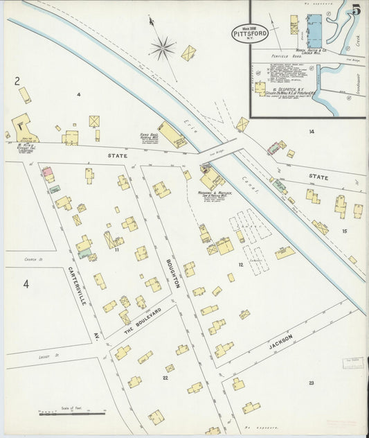 Sanborn Fire Insurance Map from Pittsford, Monroe County, New York (1898), Sheet #0005 - Historic Sanborn Fire Insurance Map Print, vintage old map wall art, antique decor, genealogy gift, New York New York map