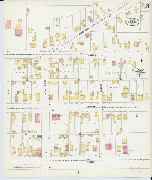 Sanborn Fire Insurance Map from Xenia, Greene County, Ohio (1901), Sheet #0003 - Historic Sanborn Fire Insurance Map Print, vintage old map wall art, antique decor, genealogy gift, Ohio Ohio map
