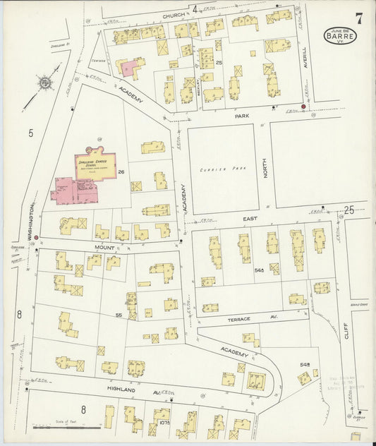 Sanborn Fire Insurance Map from Barre, Washington County, Vermont (1916), Sheet #0007 - Historic Sanborn Fire Insurance Map Print, vintage old map wall art, antique decor, genealogy gift, Vermont Vermont map