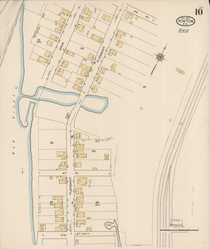 Sanborn Fire Insurance Map from Hinton, Summer County, West Virginia (1922), Sheet #0010 - Complete Map Set gallery image, historic Sanborn map, vintage wall art, West Virginia West Virginia
