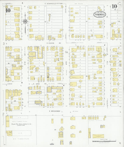Sanborn Fire Insurance Map from Seminole, Seminole County, Oklahoma (1927), Sheet #0010 - Complete Map Set gallery image, historic Sanborn map, vintage wall art, Oklahoma Oklahoma