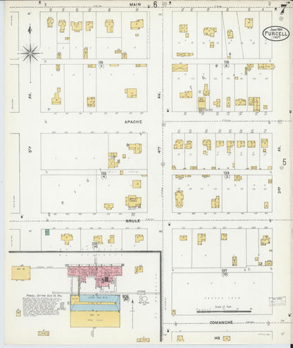 Sanborn Fire Insurance Map from Purcell, McClain County, Oklahoma (1904), Sheet #0007 - Complete Map Set gallery image, historic Sanborn map, vintage wall art, Oklahoma Oklahoma
