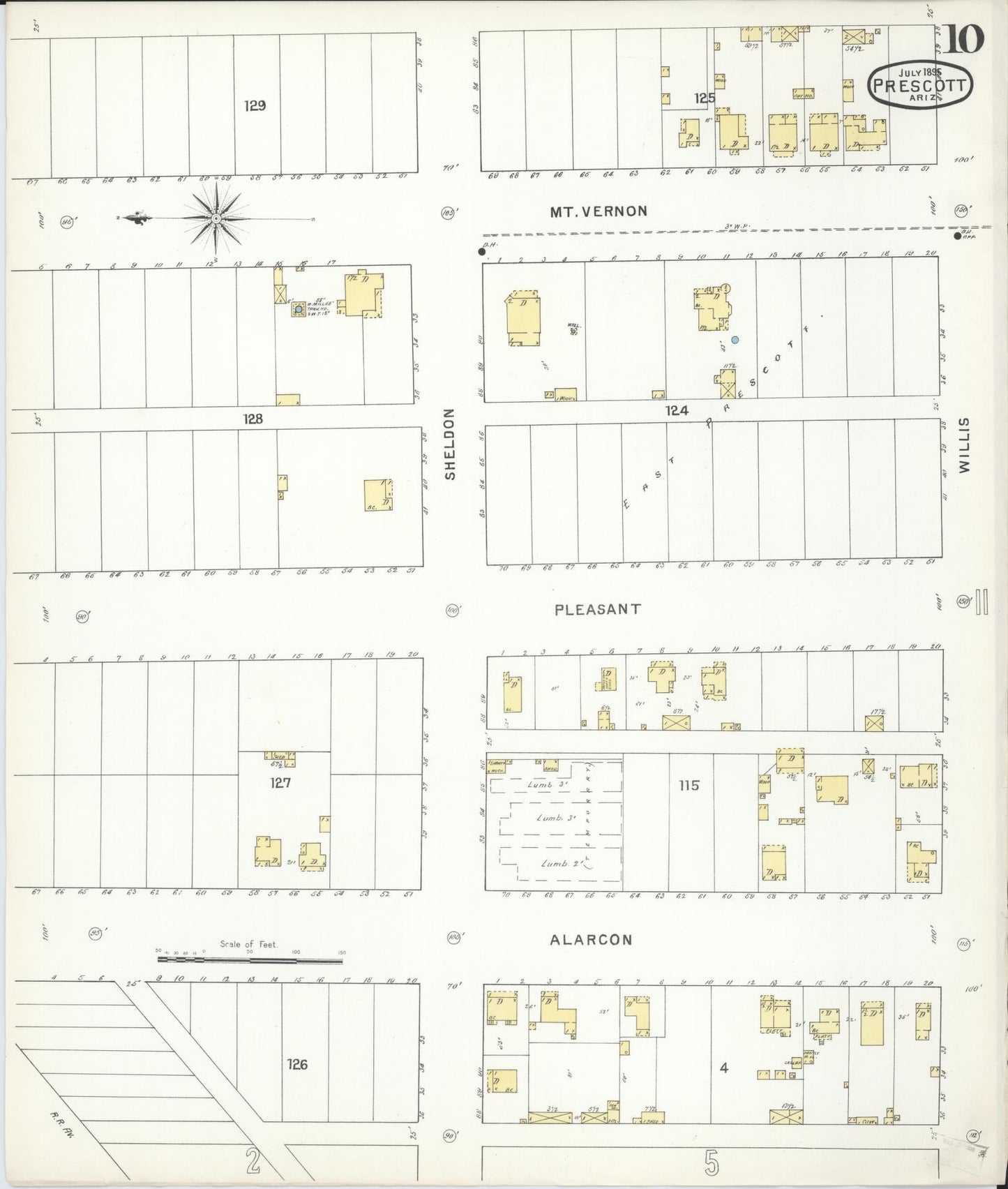 Sanborn Fire Insurance Map from Prescott, Yavapai County, Arizona (1895), Sheet #0010 - Complete Map Set gallery image, historic Sanborn map, vintage wall art, Arizona Arizona