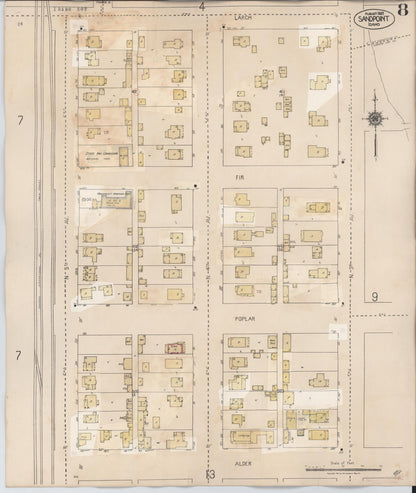Sanborn Fire Insurance Map from Sandpoint, Bonner County, Idaho (1948), Sheet #0008 - Complete Map Set gallery image, historic Sanborn map, vintage wall art, Idaho Idaho
