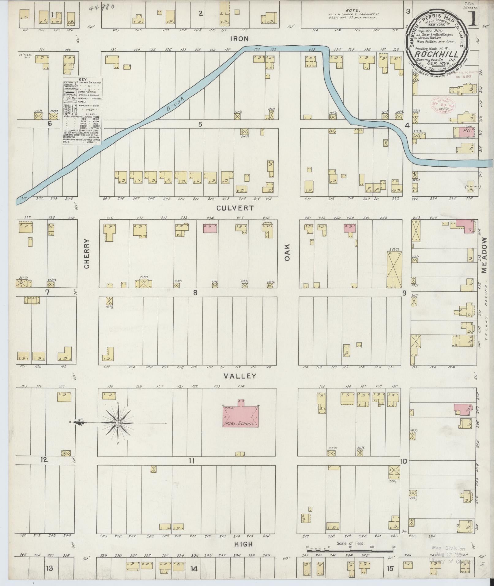 Sanborn Fire Insurance Map from Rockhill Furnace, Huntingdon County, Pennsylvania (1894), Sheet #0001 - Complete Map Set gallery image, historic Sanborn map, vintage wall art, Pennsylvania Pennsylvania