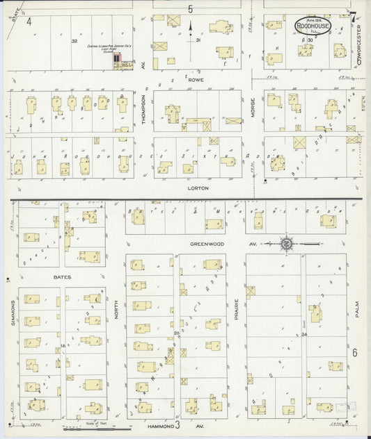 Sanborn Fire Insurance Map from Roodhouse, Greene County, Illinois (1914), Sheet #0007 - Historic Sanborn Fire Insurance Map Print, vintage old map wall art, antique decor, genealogy gift, Illinois Illinois map