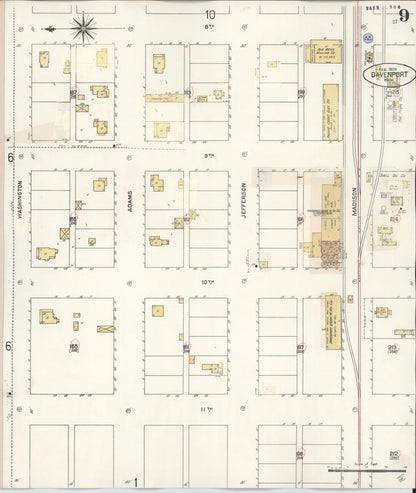 Sanborn Fire Insurance Map from Davenport, Lincoln County, Washington (1930), Sheet #0009 - Complete Map Set gallery image, historic Sanborn map, vintage wall art, Washington Washington