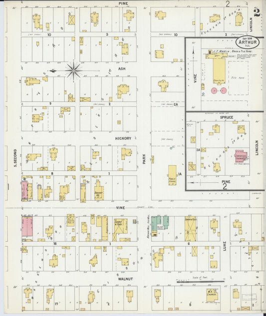 Sanborn Fire Insurance Map from Arthur, Moultrie And Douglas Counties, Illinois (1899), Sheet #0002 - Historic Sanborn Fire Insurance Map Print, vintage old map wall art, antique decor, genealogy gift, Illinois Illinois map