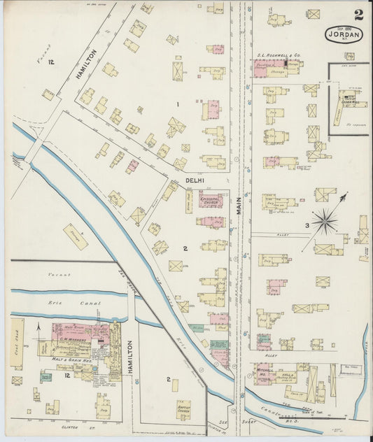 Sanborn Fire Insurance Map from Jordan, Onondaga County, New York (1890), Sheet #0002 - Historic Sanborn Fire Insurance Map Print, vintage old map wall art, antique decor, genealogy gift, New York New York map