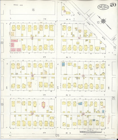 Sanborn Fire Insurance Map from Twin Falls, Twin Falls County, Idaho (1949), Sheet #0020 - Complete Map Set gallery image, historic Sanborn map, vintage wall art, Falls Idaho