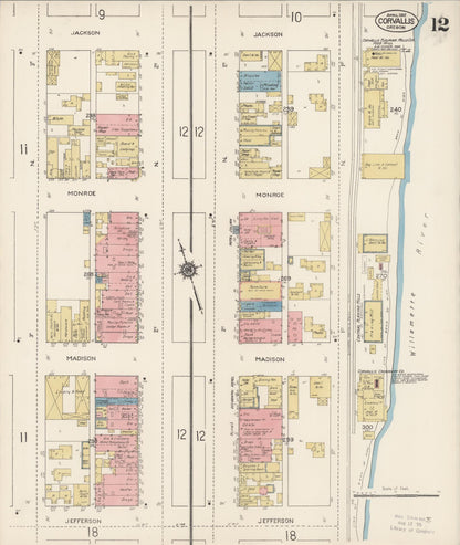 Sanborn Fire Insurance Map from Corvallis, Benton County, Oregon (1912), Sheet #0012 - Complete Map Set gallery image, historic Sanborn map, vintage wall art, Oregon Oregon