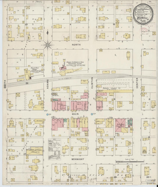 Sanborn Fire Insurance Map from Boswell, Benton County, Indiana (1895), Sheet #0001 - Historic Sanborn Fire Insurance Map Print, vintage old map wall art, antique decor, genealogy gift, Indiana Indiana map