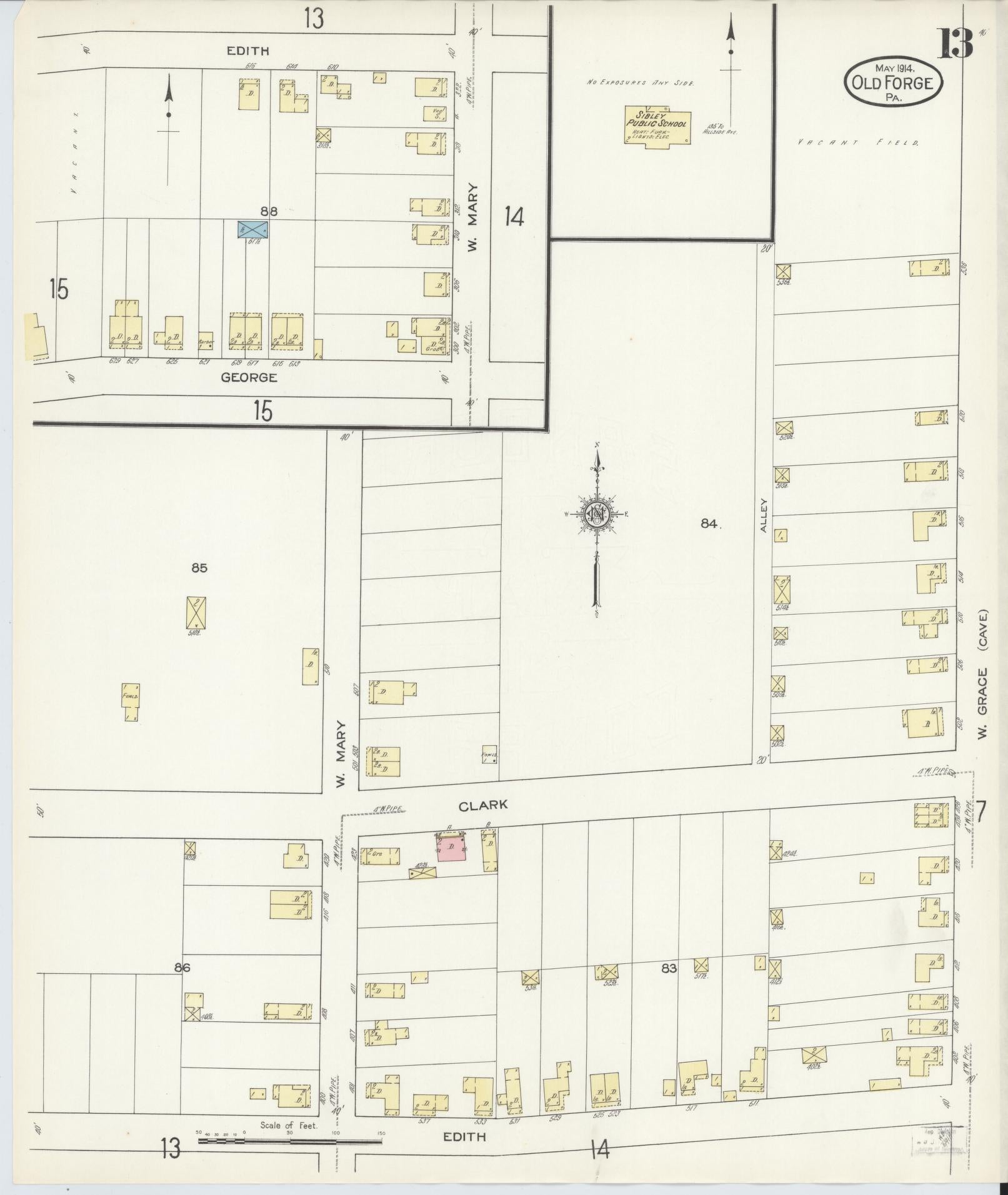 Sanborn Fire Insurance Map from Old Forge, Lackawanna County, Pennsylvania (1914), Sheet #0013 - Complete Map Set gallery image, historic Sanborn map, vintage wall art, Pennsylvania Pennsylvania