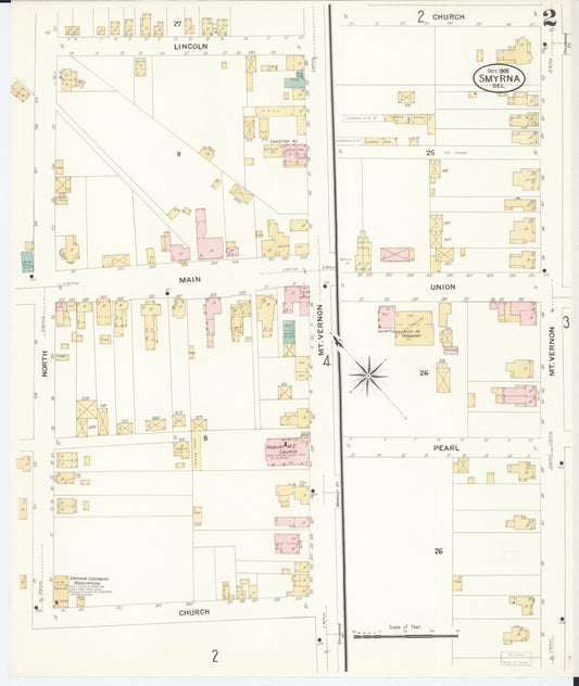 Sanborn Fire Insurance Map from Smyrna, Kent County, Delaware (1908), Sheet #0002 - Historic Sanborn Fire Insurance Map Print, vintage old map wall art, antique decor, genealogy gift, Delaware Delaware map