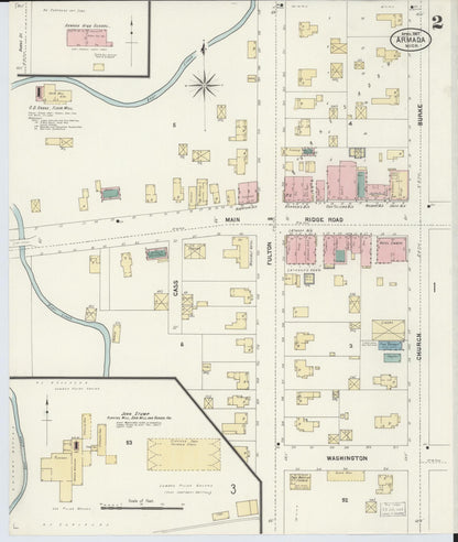 Sanborn Fire Insurance Map from Armada, Macomb County, Michigan (1907), Sheet #0002 - Historic Sanborn Fire Insurance Map Print, vintage old map wall art, antique decor, genealogy gift, Michigan Michigan map