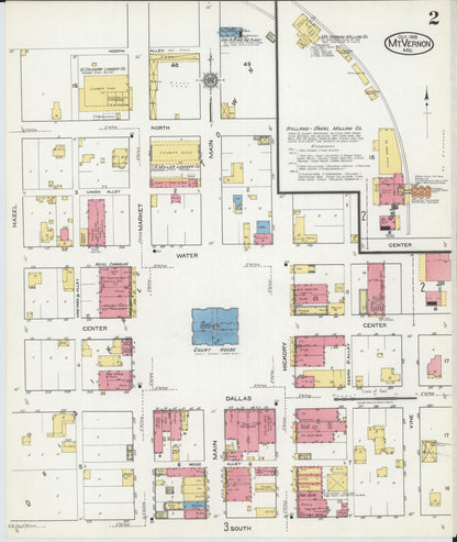 Sanborn Fire Insurance Map from Mount Vernon, Lawrence County, Missouri (1918), Sheet #0002 - Complete Map Set gallery image, historic Sanborn map, vintage wall art, Missouri Missouri